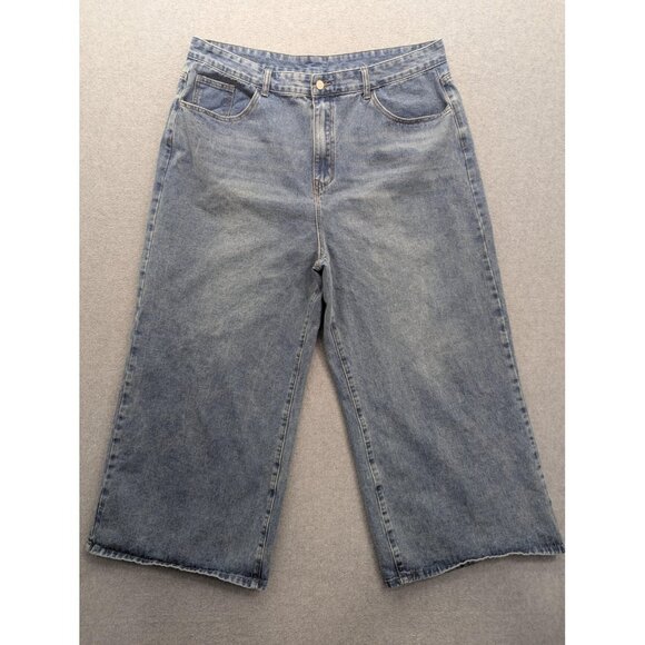 Cider Jeans Womens 3XL Blue Light Wash Wide Leg Cropped High Rise Denim Zip Fly - Picture 1 of 14